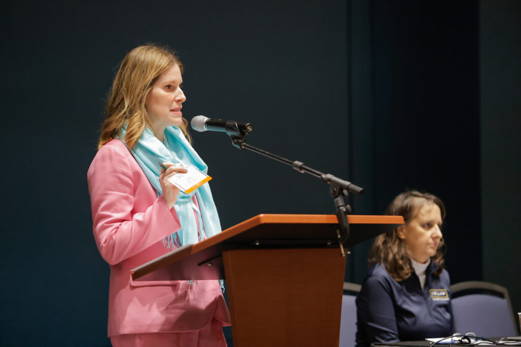 Olivia S. Jones, Executive Director, delivering a speech at the podium during the 50th Annual SC Bar Convention.